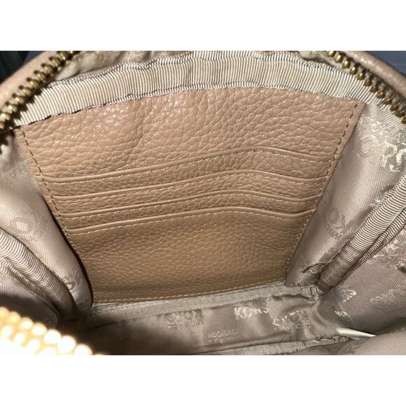 Michael Kors Fulton Small Mini Beige Taupe Leather Zip Chain Strap Crossbody Bag - Picture 13 of 15